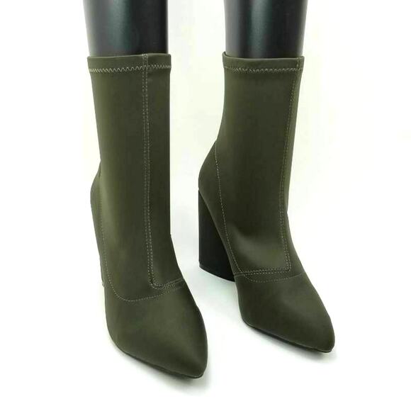 Cape Robbin Walk Away Army Green Stretched Ankle Boots Size 8 - Picture 10 of 12